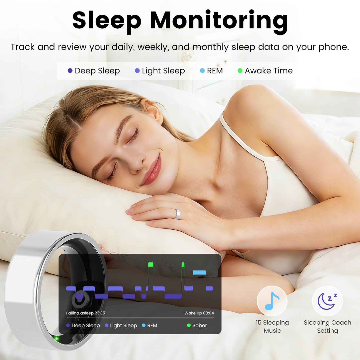 Pro-Series Smart Health Ring with Portable Charging Case | Advanced Sleep, Stress & HRV Tracker | 7-Day Ultra-Long Endurance
