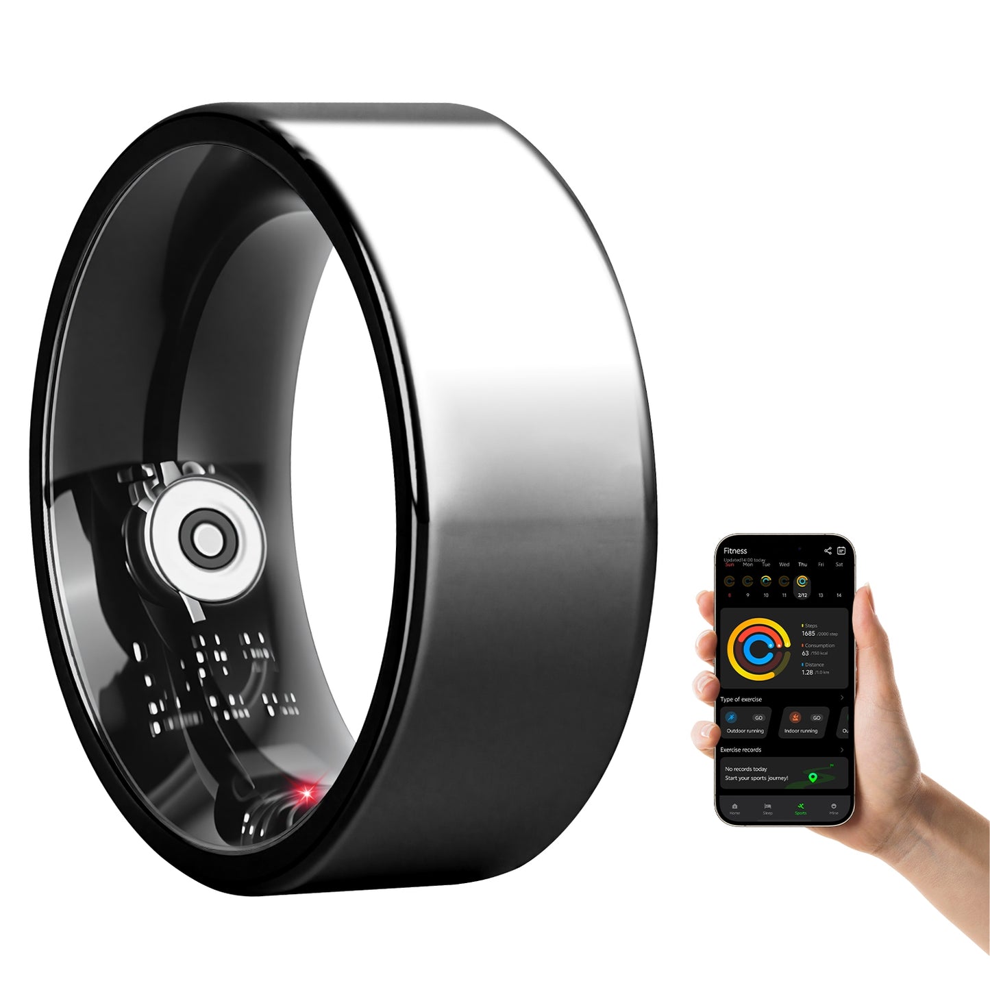 Pro-Series Smart Health Ring with Portable Charging Case | Advanced Sleep, Stress & HRV Tracker | 7-Day Ultra-Long Endurance