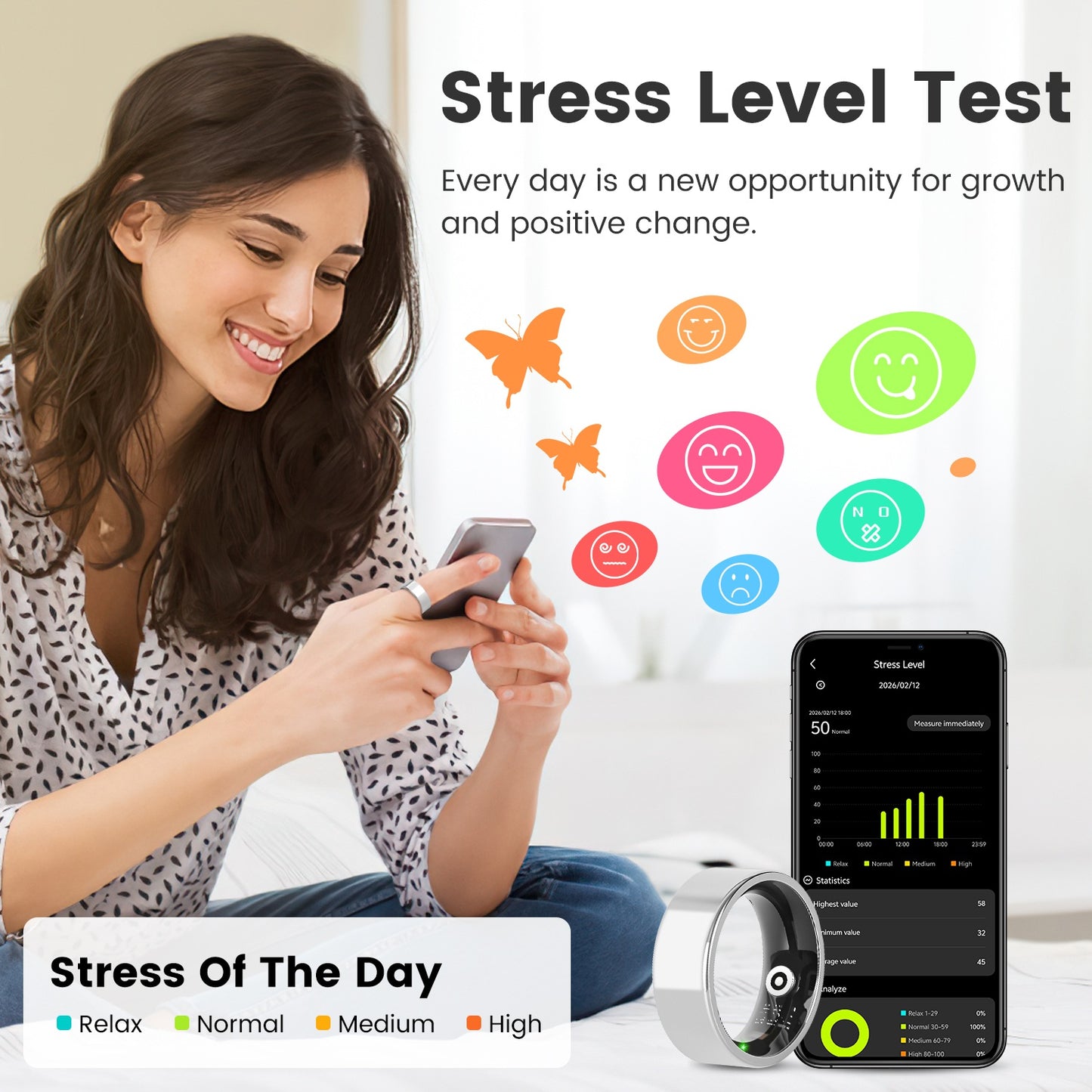 Pro-Series Smart Health Ring with Portable Charging Case | Advanced Sleep, Stress & HRV Tracker | 7-Day Ultra-Long Endurance