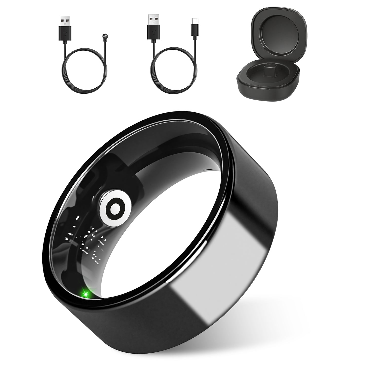Pro-Series Smart Health Ring with Portable Charging Case | Advanced Sleep, Stress & HRV Tracker | 7-Day Ultra-Long Endurance